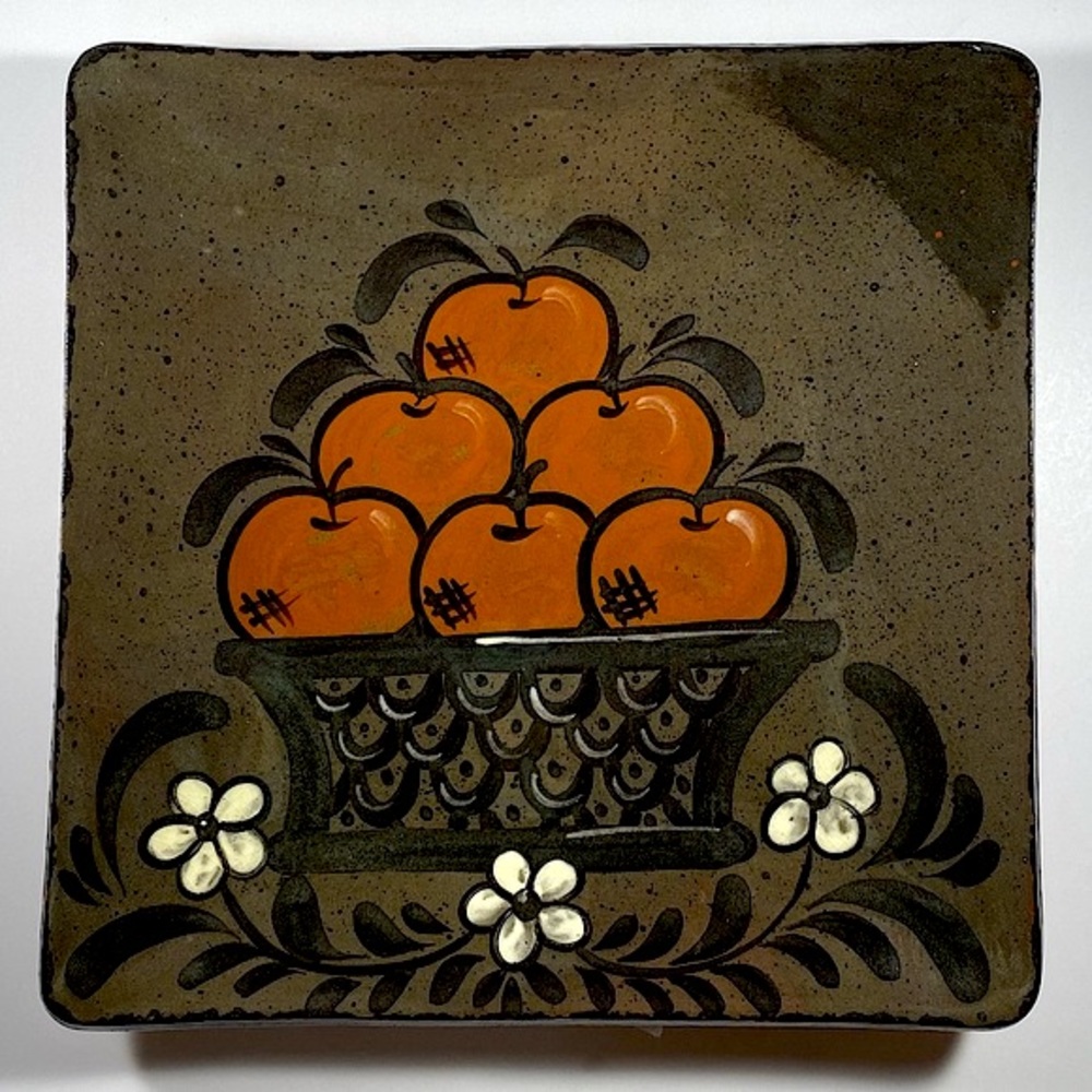 Eldreth Pottery redware square plate